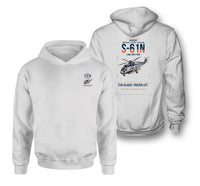 Thumbnail for Sikorsky S-61N design on white double-side hoodie, double-side print