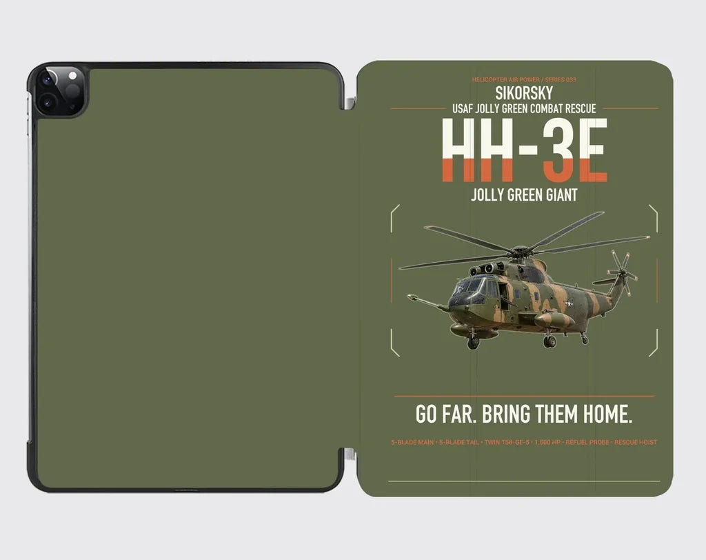 Sikorsky HH-3E Jolly Green Giant design on green army ipad tablet case