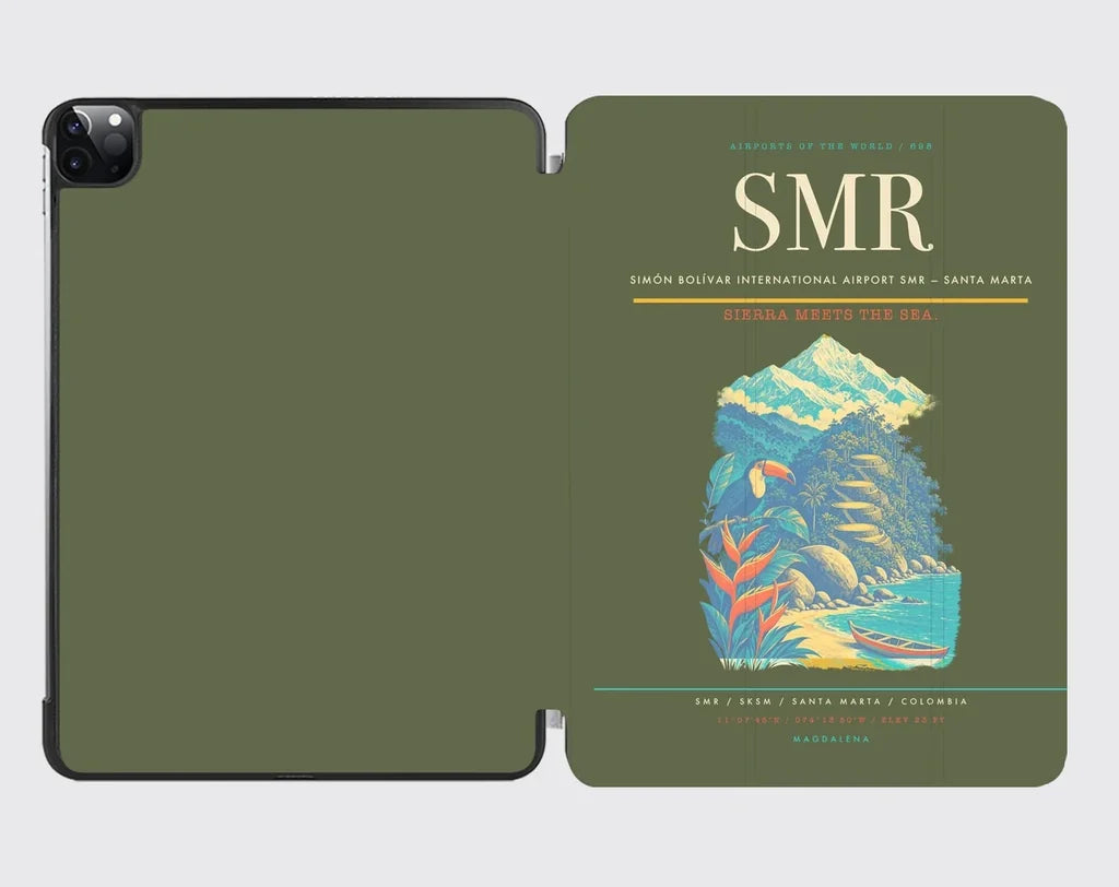 Simón Bolívar International Airport (SMR) design on green army ipad tablet case