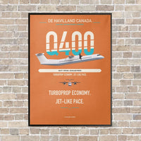 Thumbnail for De Havilland Dash 8-400 vertical canvas print - framed - orange background