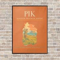 Thumbnail for Glasgow Prestwick Airport PIK vertical canvas print - framed - orange background