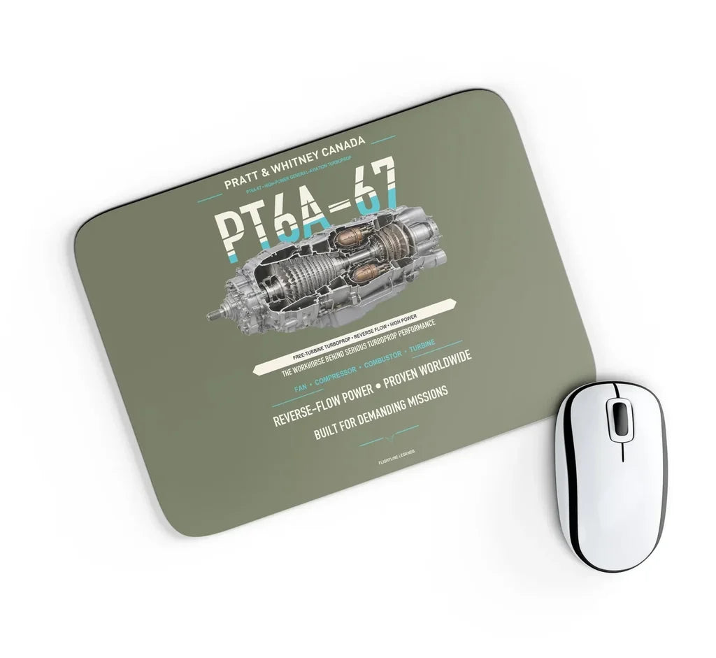 PT6A-67 design on green army rectangle mouse pad
