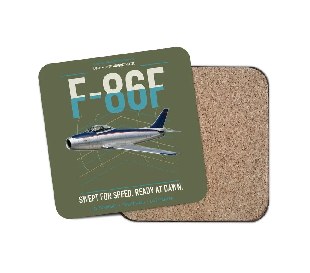 F-86F Sabre design on green army 1 piece coaster