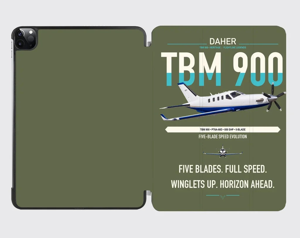 Daher TBM 900 design on green army ipad tablet case