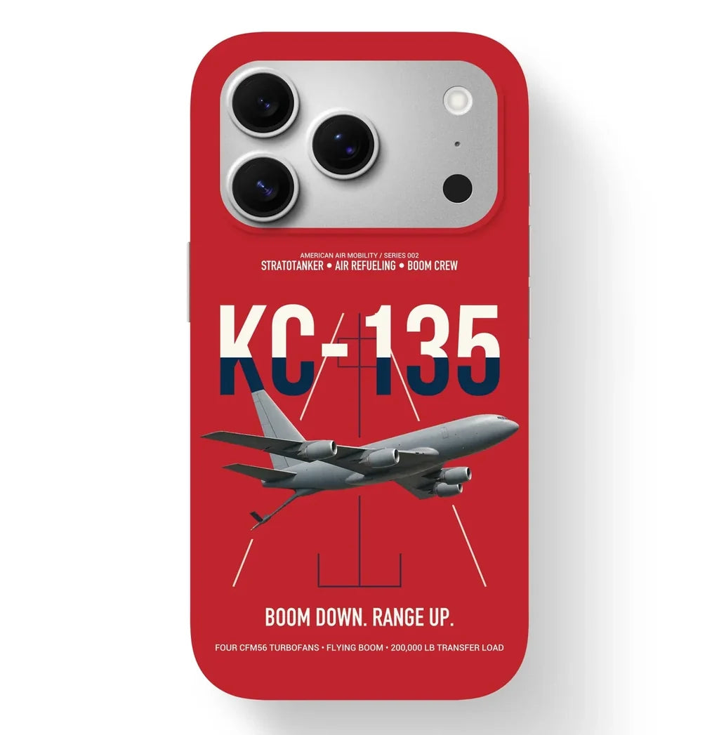 KC-135 STRATOTANKER design on red magsafe iphone case, for iPhone 17 Pro