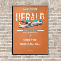 Thumbnail for Handley Page HPR.7 Dart Herald vertical canvas print - framed - orange background