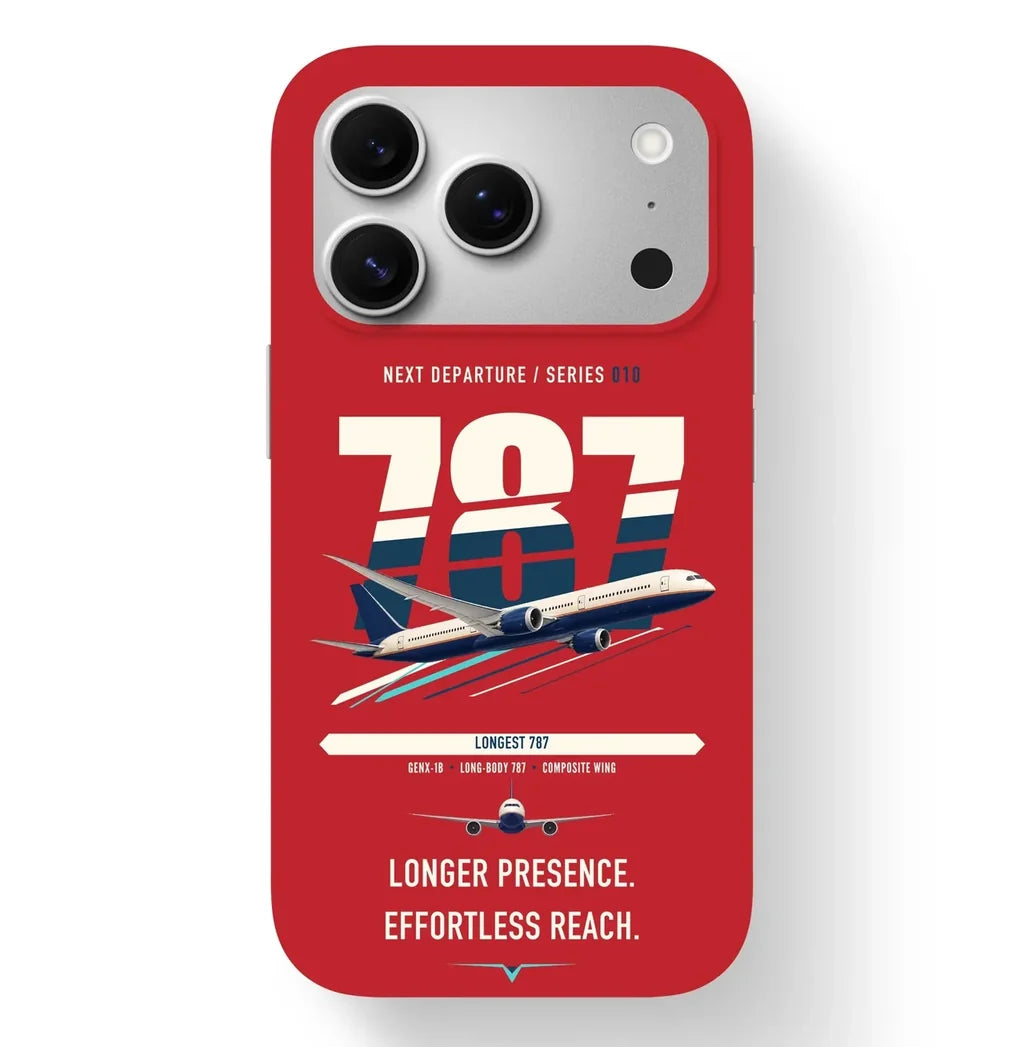 Boeing 787-10 Dreamliner design on red magsafe iphone case