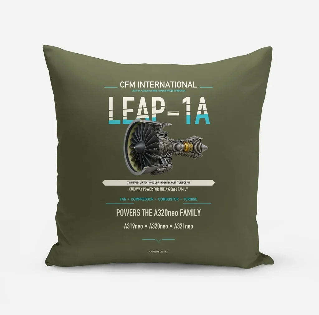 CFM LEAP-1A design on green army pillow
