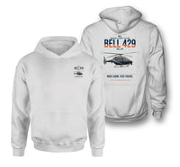 Thumbnail for Bell 429 design on white double-side hoodie, double-side print