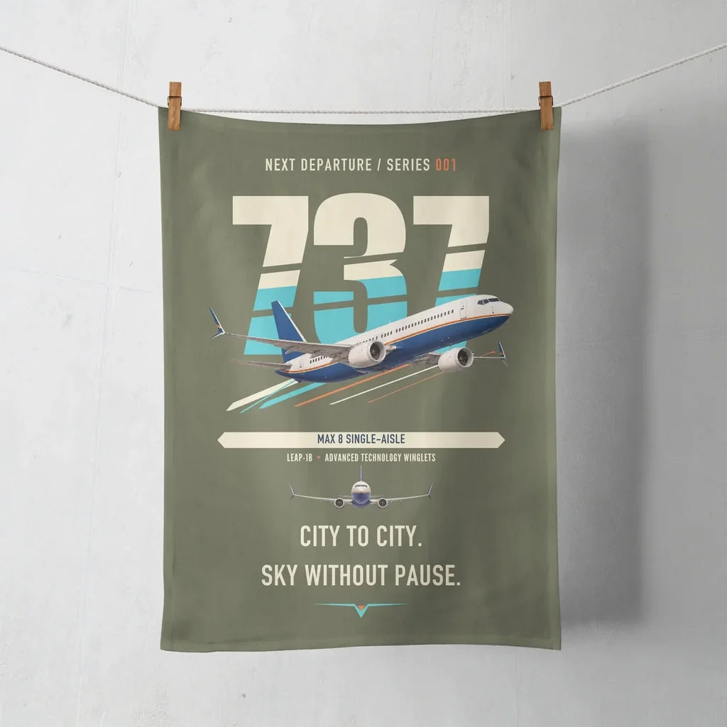 Boeing 737 MAX 8 design on green army towel