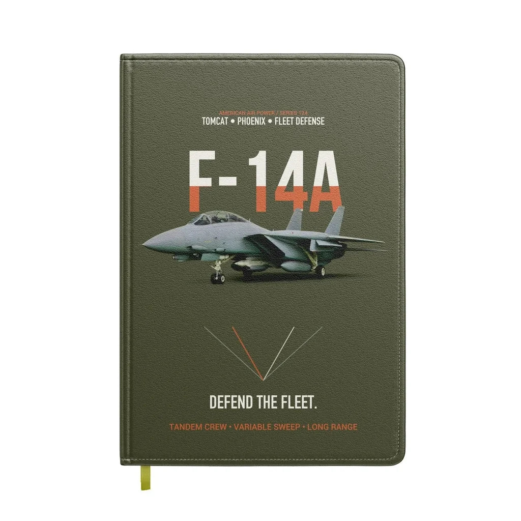 F-14A Tomcat Defend The Fleet design on green army notebook