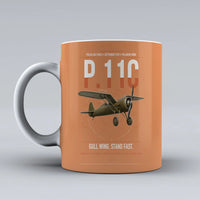 Thumbnail for PZL P.11c design on orange ceramic mug, double-side print
