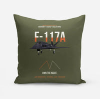 Thumbnail for F-117A Nighthawk Own The Night design on green army pillow