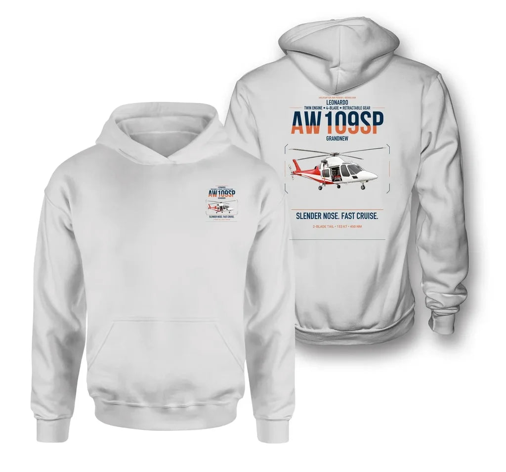 Leonardo AW109SP GrandNew design on white double-side hoodie, double-side print
