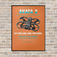Thumbnail for DJI Avata 2 vertical canvas print - framed - orange background