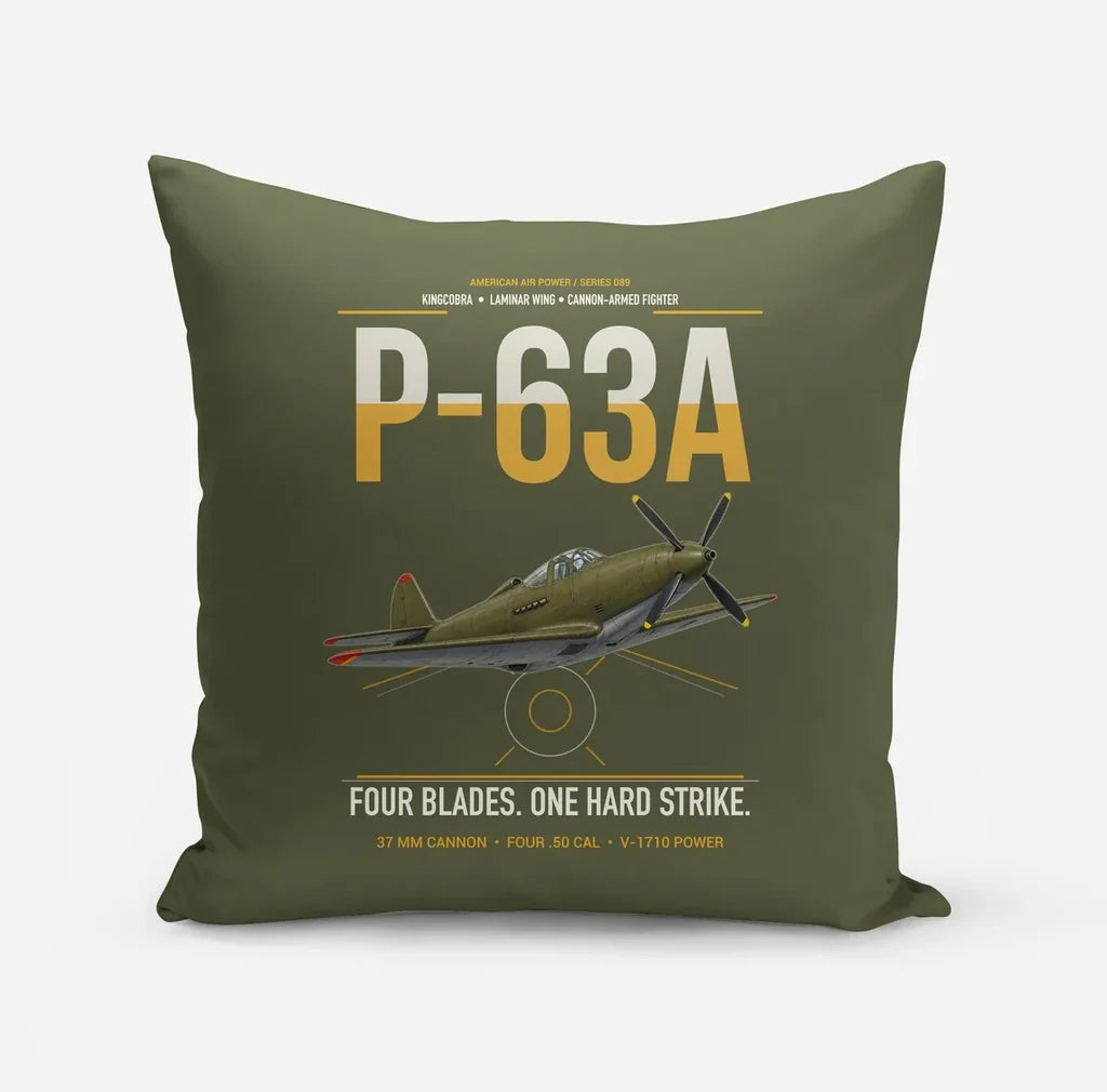P-63A Kingcobra design on green army pillow