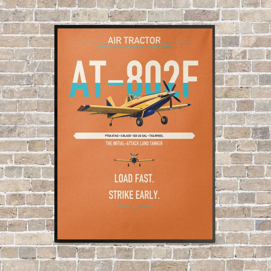 Air Tractor AT-802F vertical canvas print - framed - orange background