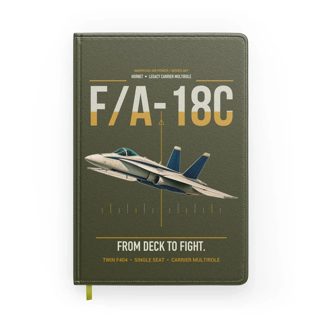 F-A-18C Hornet design on green army notebook