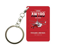 Thumbnail for Leonardo AW189 design on red designed key chain, double-side print