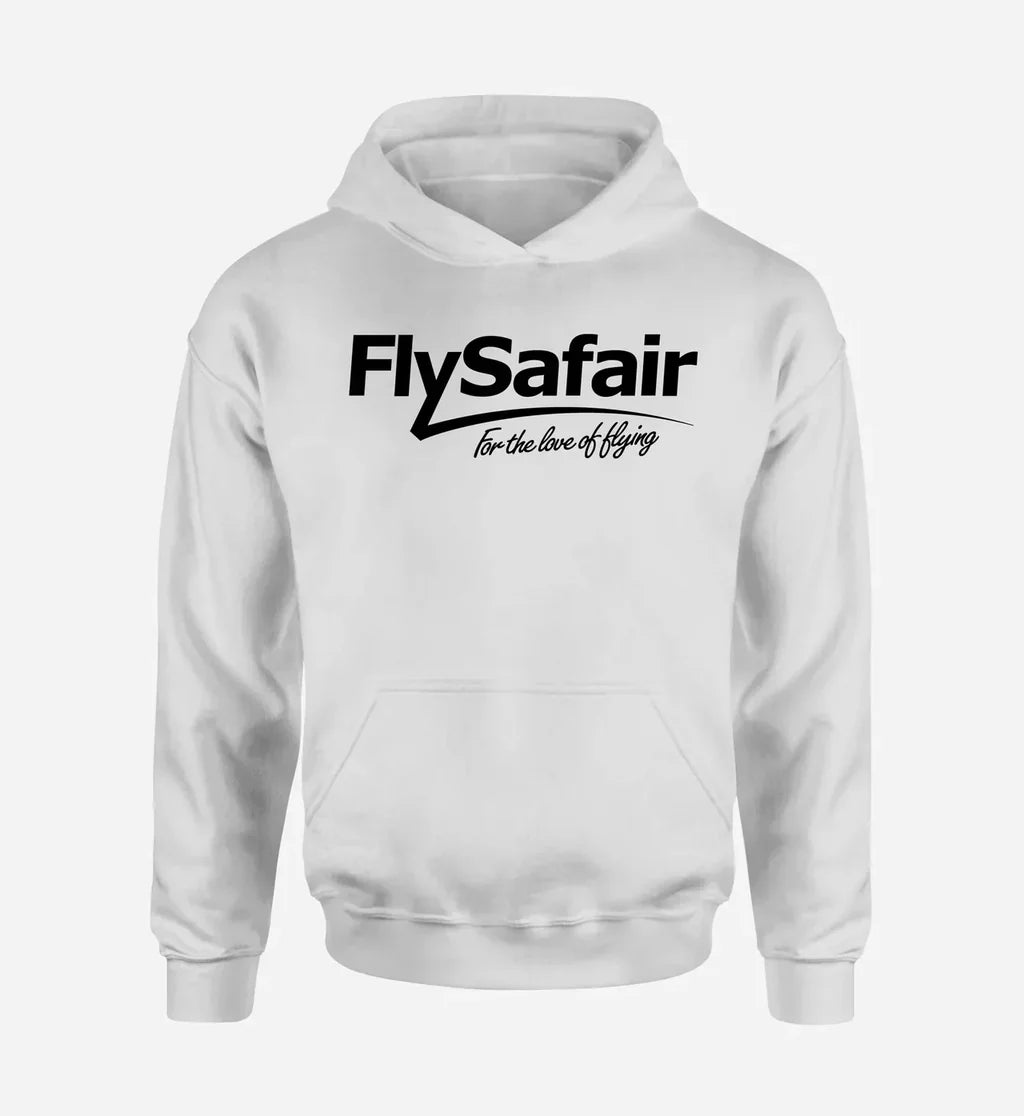 FlySafair logo printed on white hoodie