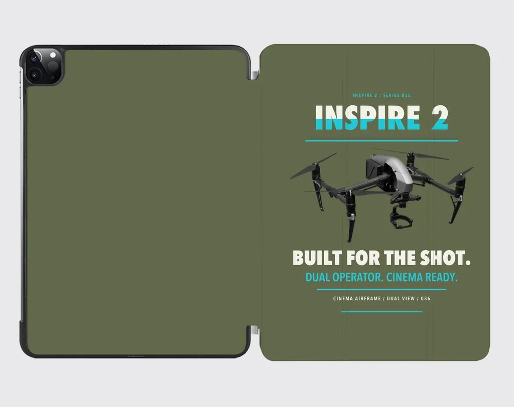 DJI Inspire 2 design on green army ipad tablet case