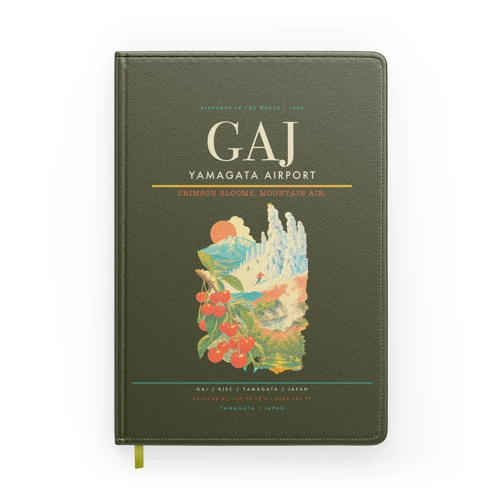 Yamagata Airport (GAJ) design on green army notebook