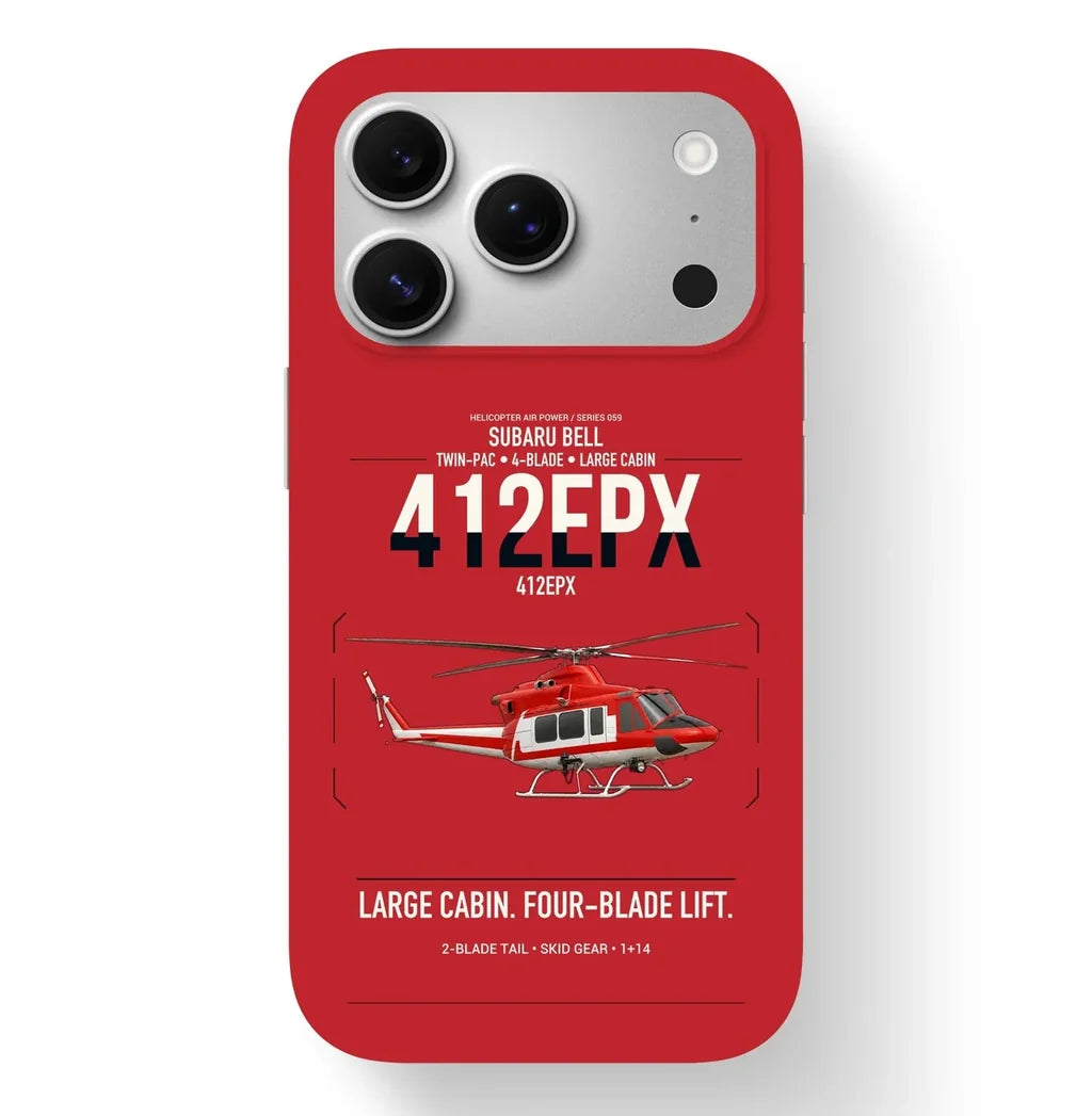 SUBARU Bell 412EPX design on red magsafe iphone case, for iPhone 17 Pro