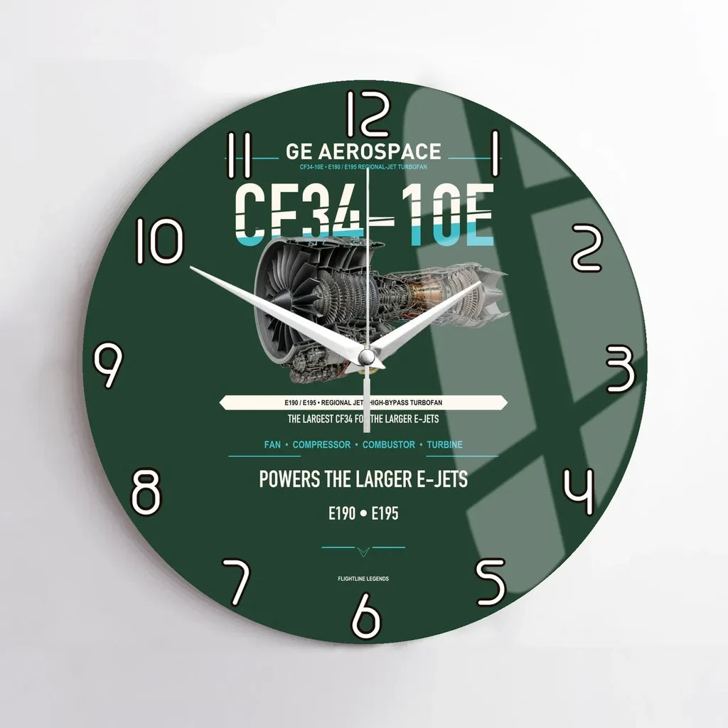 CF34-10E design on dark green no frame wall clock