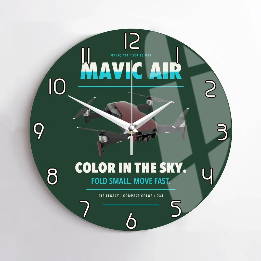 DJI Mavic Air design on dark green no frame wall clock