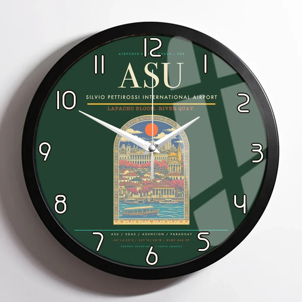 Silvio Pettirossi International Airport ASU Wall-Clock Framed - Dark Green