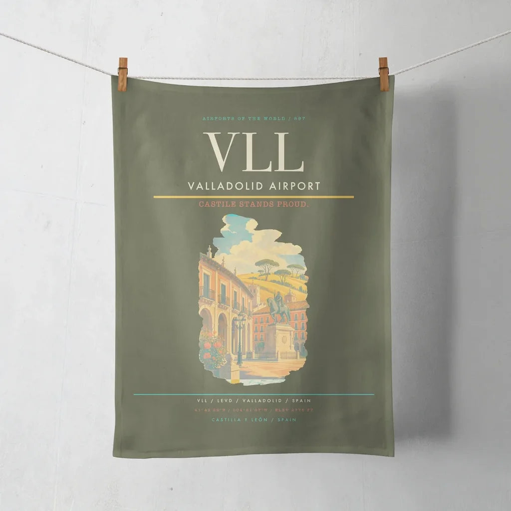 Valladolid Airport (VLL) design on green army towel