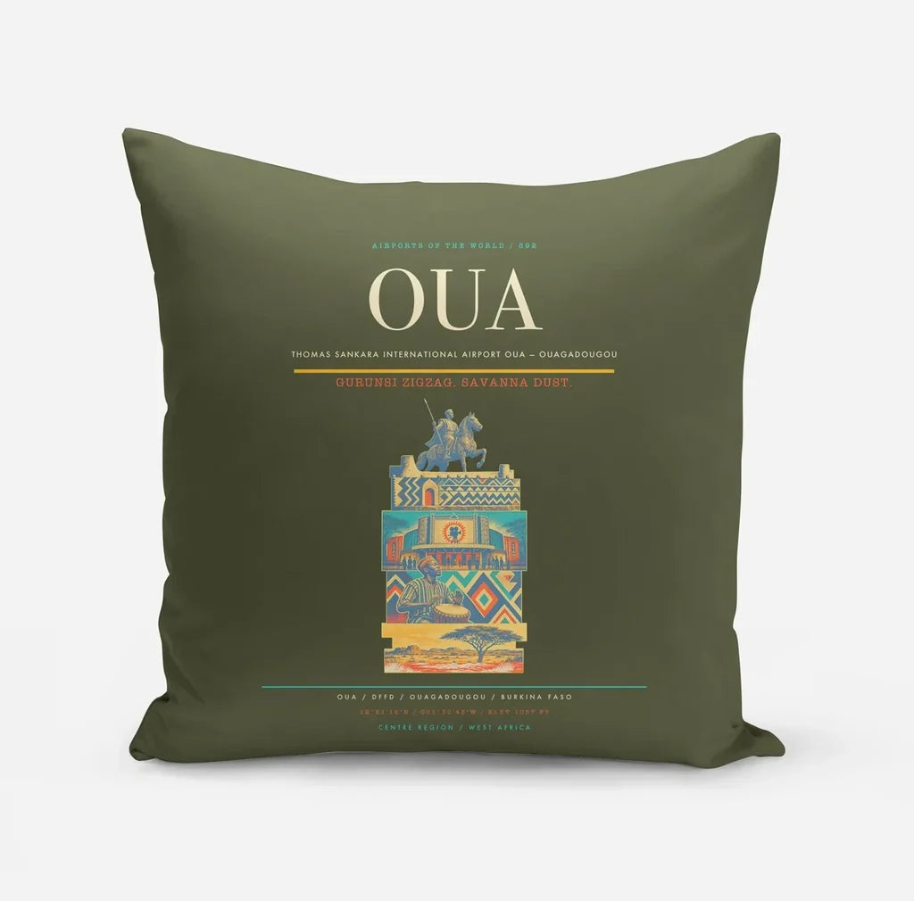 Thomas Sankara International Airport (OUA) design on green army pillow