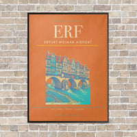 Thumbnail for Erfurt-Weimar Airport ERF vertical canvas print - framed - orange background