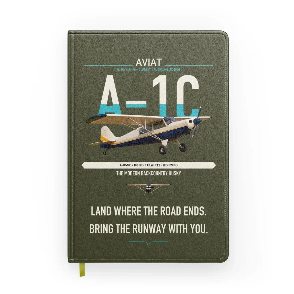 Aviat Husky A-1C-180 design on green army notebook