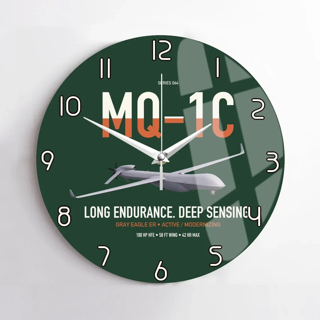 MQ-1C Gray Eagle ER design on dark green no frame wall clock