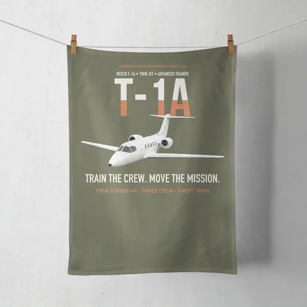 T-1A Jayhawk Advanced Jet Trainer design on green army towel