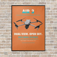 Thumbnail for DJI Air 3 vertical canvas print - framed - orange background