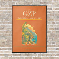 Thumbnail for Gazipasa-Alanya Airport GZP vertical canvas print - framed - orange background