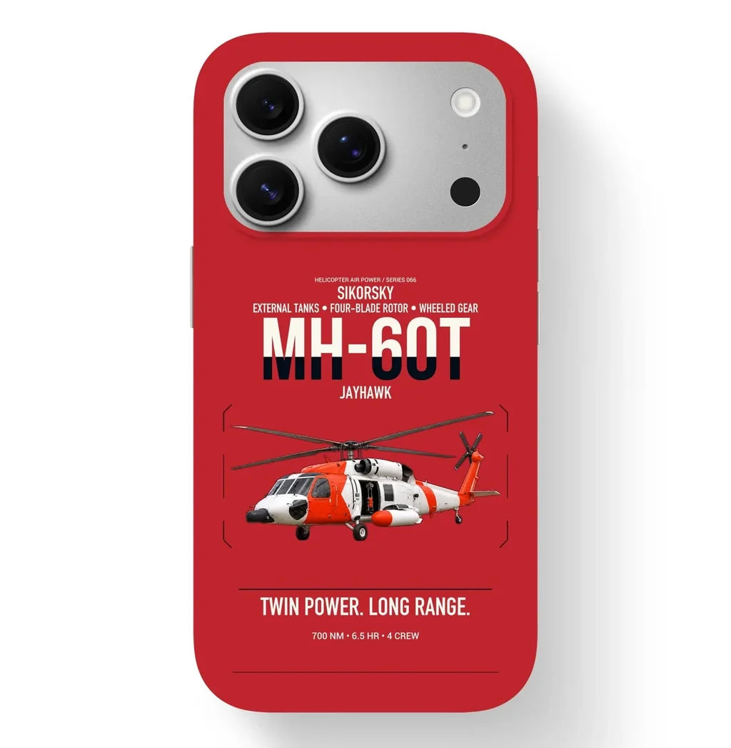 Sikorsky MH-60T Jayhawk design on red magsafe iphone case, for iPhone 17 Pro