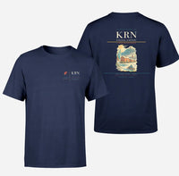 Thumbnail for Kiruna Airport (KRN) design printed on navy blue double-side t-shirt