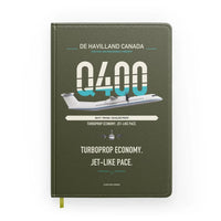 Thumbnail for De Havilland Dash 8-400 design on green army notebook