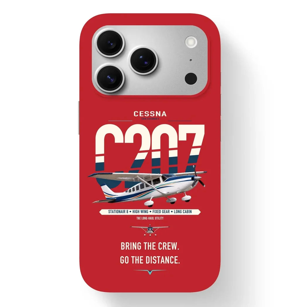 Cessna T207A Stationair 8 design on red magsafe iphone case, for iPhone 17 Pro