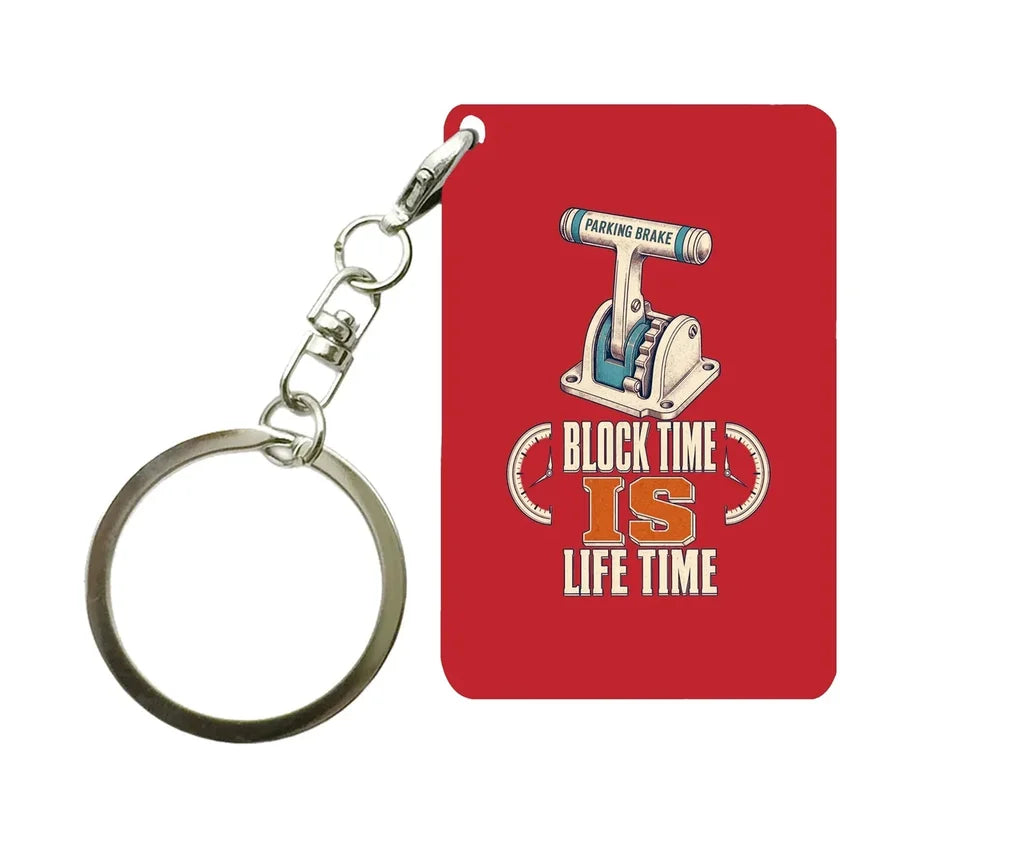 SIGNAL 487 - Block Time Is Life Time - Key Chain design on red key chain