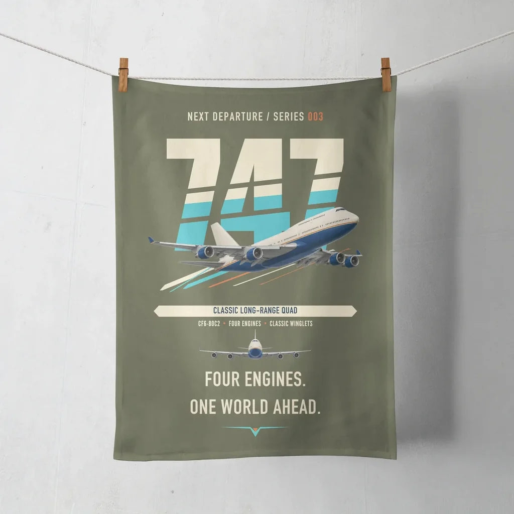 Boeing 747-400 design on green army towel