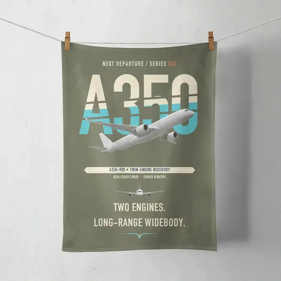 Airbus A350-900 design on green army towel