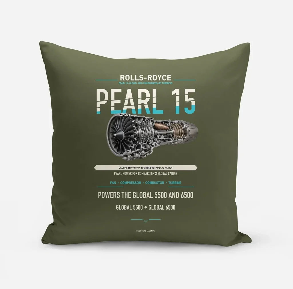 PEARL 15 design on green army pillow