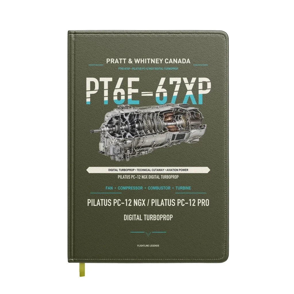 PT6E-67XP design on green army notebook