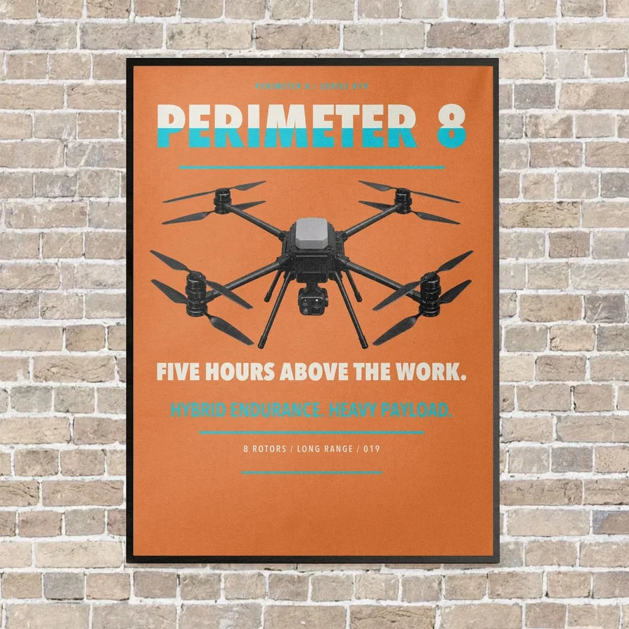 Skyfront Perimeter 8 vertical canvas print - framed - orange background