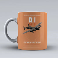 Thumbnail for Avro Lancaster B I design on orange ceramic mug, double-side print