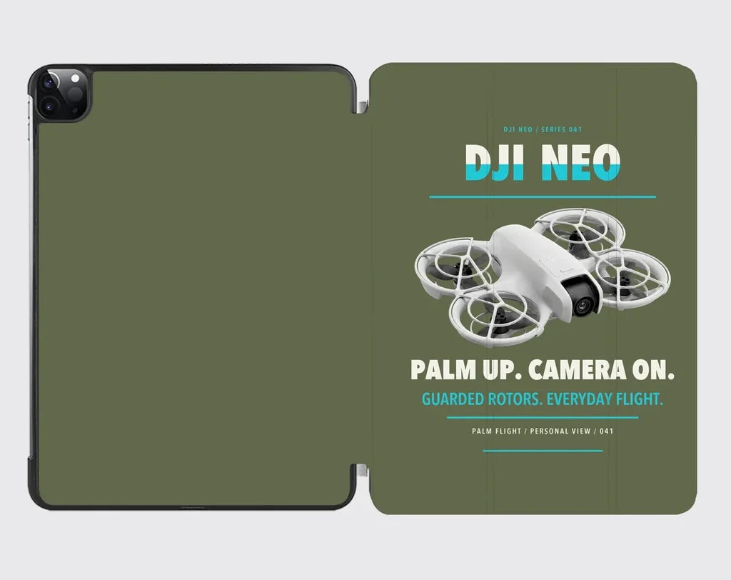 DJI Neo design on green army ipad tablet case